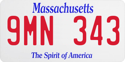 MA license plate 9MN343