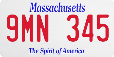 MA license plate 9MN345