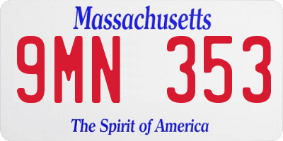 MA license plate 9MN353