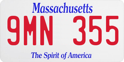 MA license plate 9MN355