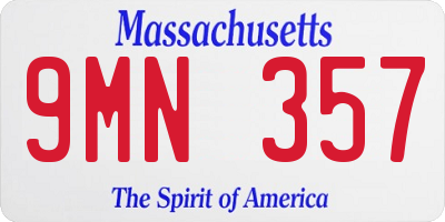 MA license plate 9MN357