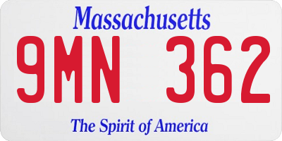 MA license plate 9MN362