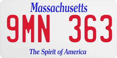 MA license plate 9MN363