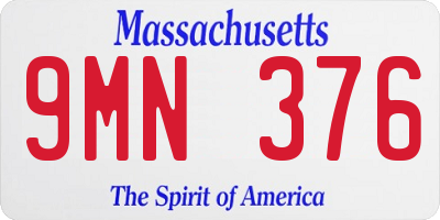 MA license plate 9MN376