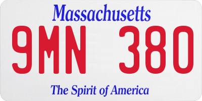 MA license plate 9MN380