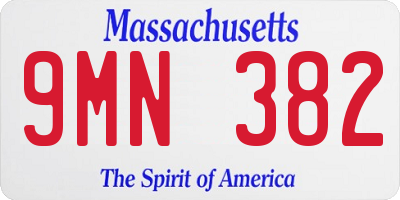 MA license plate 9MN382