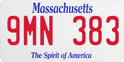 MA license plate 9MN383