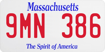 MA license plate 9MN386