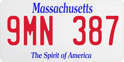 MA license plate 9MN387