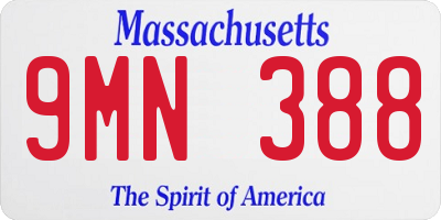 MA license plate 9MN388