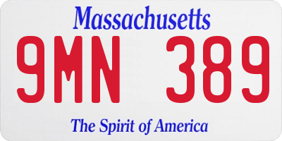 MA license plate 9MN389