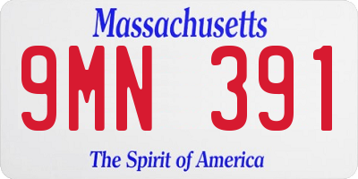 MA license plate 9MN391