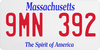 MA license plate 9MN392