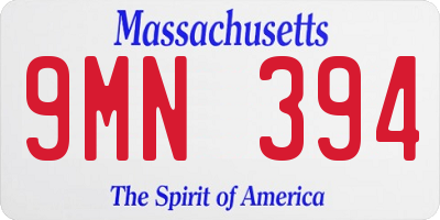 MA license plate 9MN394