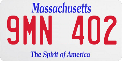 MA license plate 9MN402