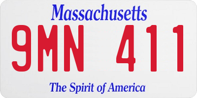 MA license plate 9MN411
