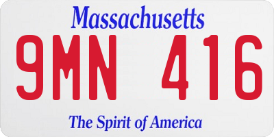 MA license plate 9MN416