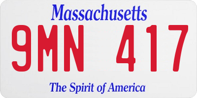MA license plate 9MN417