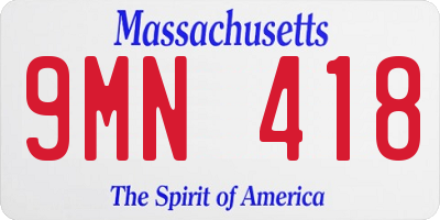 MA license plate 9MN418