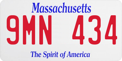 MA license plate 9MN434