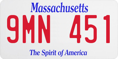 MA license plate 9MN451
