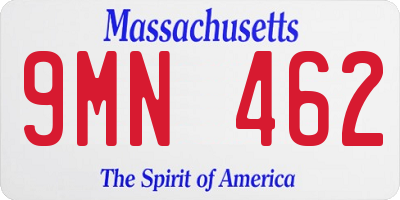 MA license plate 9MN462