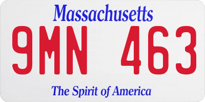 MA license plate 9MN463