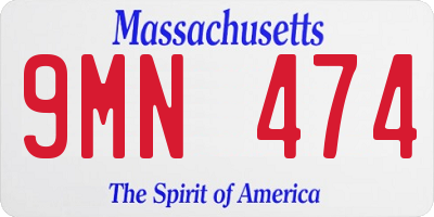 MA license plate 9MN474