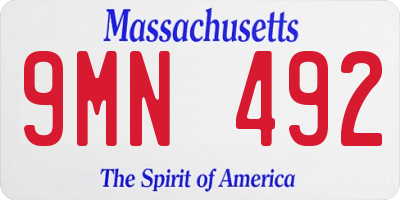 MA license plate 9MN492