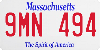 MA license plate 9MN494