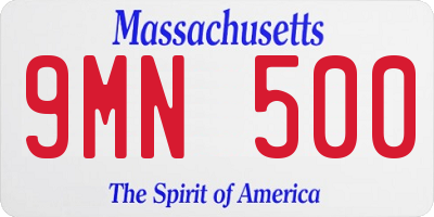 MA license plate 9MN500