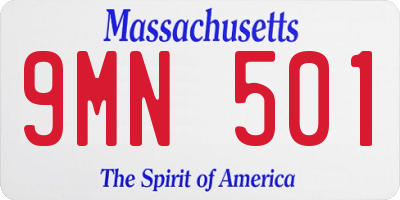 MA license plate 9MN501