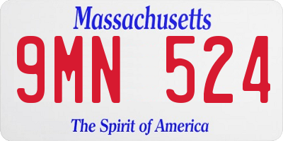 MA license plate 9MN524