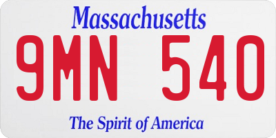 MA license plate 9MN540