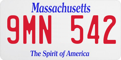 MA license plate 9MN542