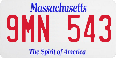 MA license plate 9MN543