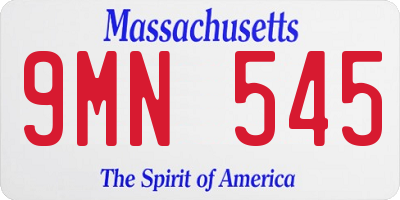 MA license plate 9MN545