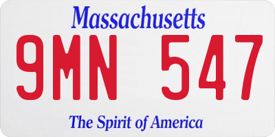 MA license plate 9MN547