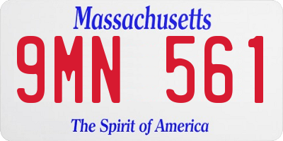 MA license plate 9MN561