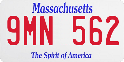 MA license plate 9MN562