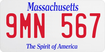 MA license plate 9MN567