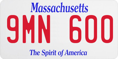 MA license plate 9MN600