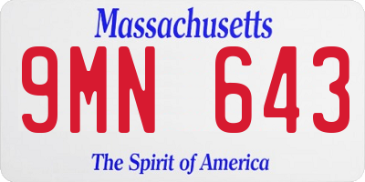 MA license plate 9MN643
