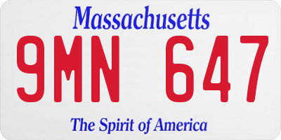 MA license plate 9MN647