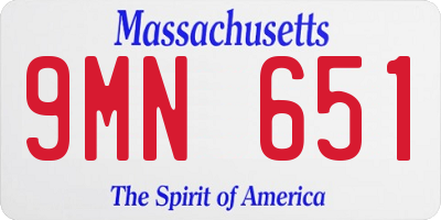MA license plate 9MN651