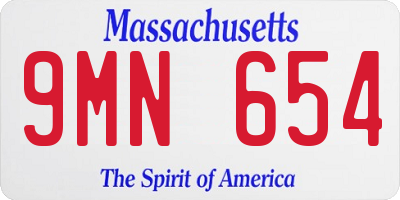 MA license plate 9MN654