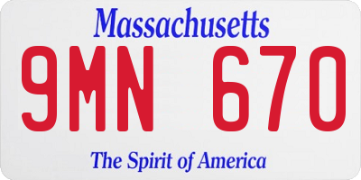 MA license plate 9MN670