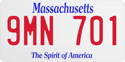 MA license plate 9MN701