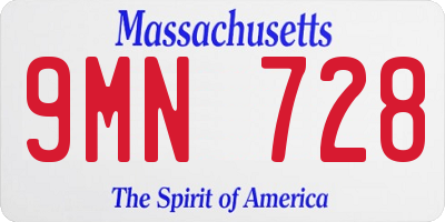 MA license plate 9MN728