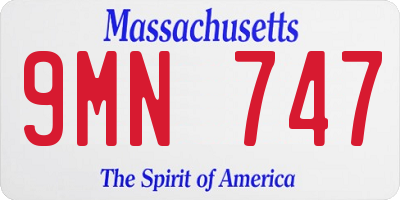 MA license plate 9MN747